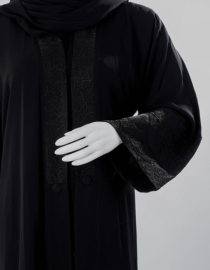 Elegant Black Abaya with Subtle Embroidered