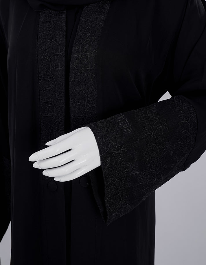 Elegant Black Abaya with Subtle Embroidered