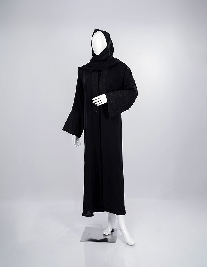 Elegant Black Abaya with Subtle Embroidered
