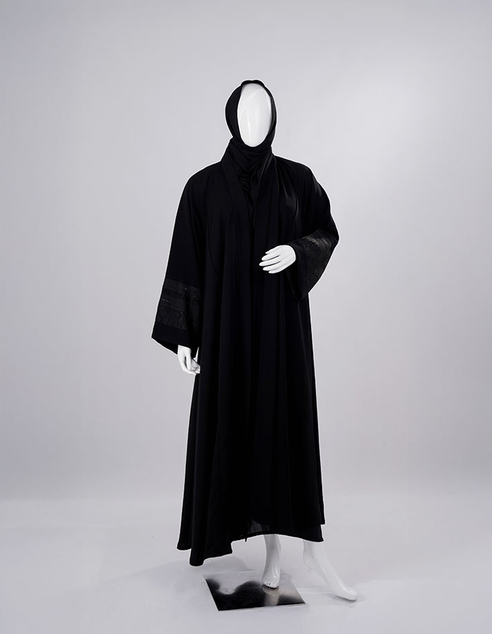 Royal Lace Cuff Premium Black Abaya