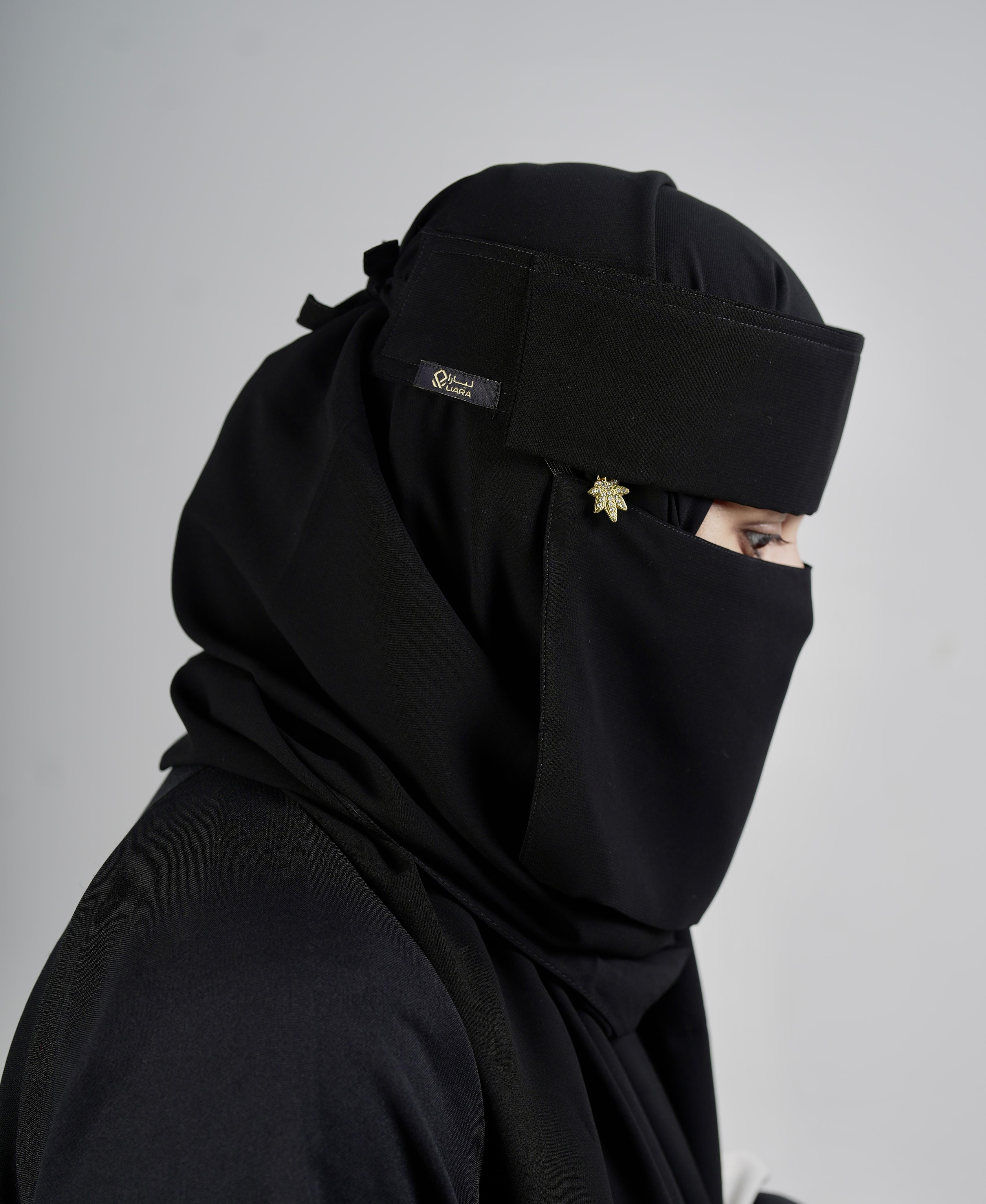 Mini Small Double Layer/Flap Niqab With Leaf Locket (6 inch /12 inch)