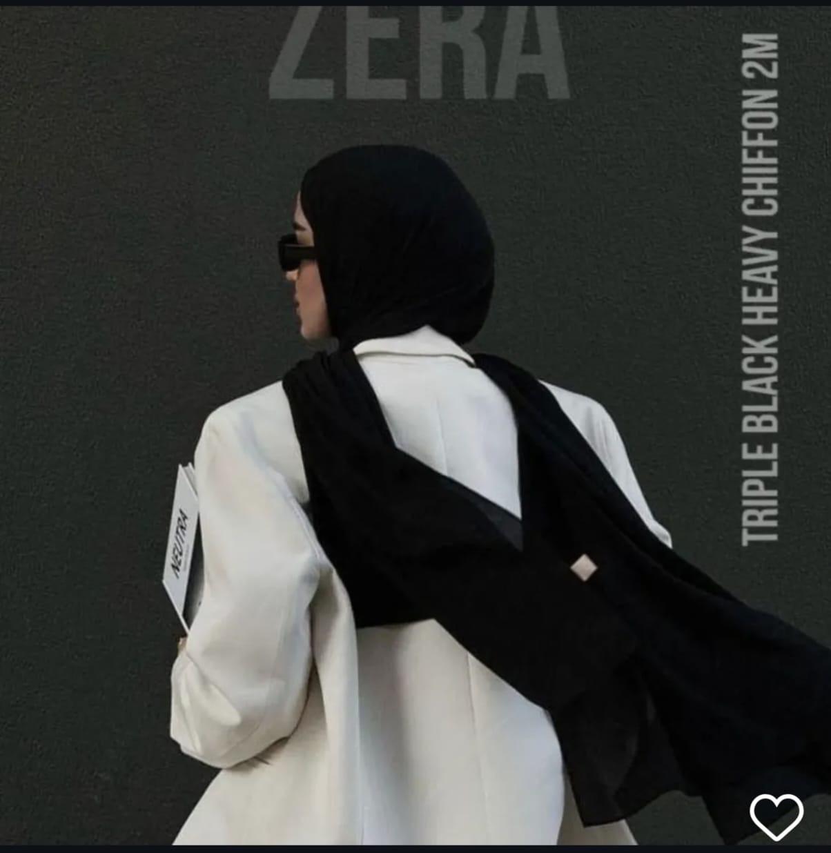 ZERA Triple Black Malaysian Georget Hijab