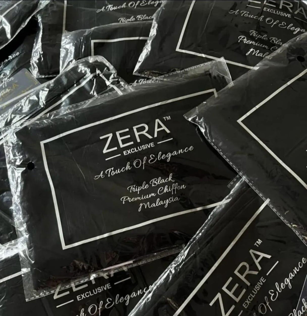 ZERA Triple Black Malaysian Georget Hijab