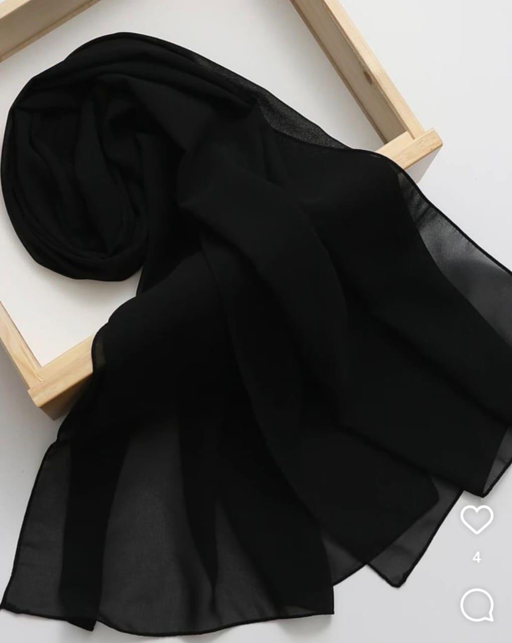ZERA Triple Black Malaysian Georget Hijab