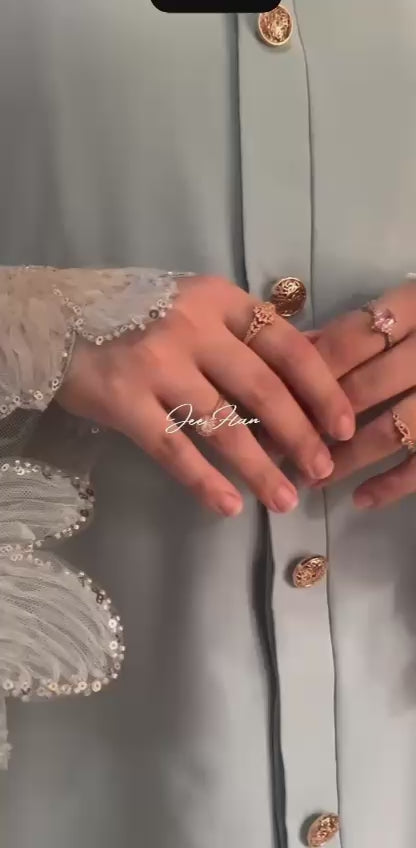 Sky blue Elegance Embroidered Abaya | Liara Collection