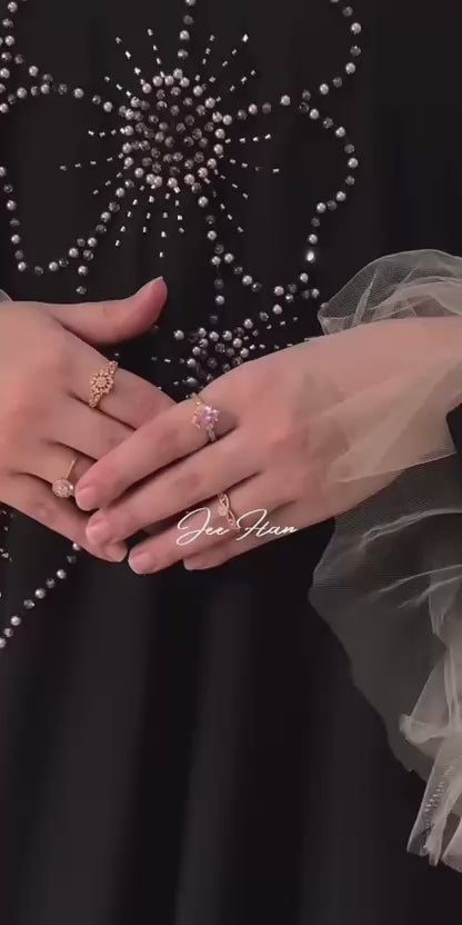 Jazeer Midnight Pearl Bloom Abaya | Liara Collection